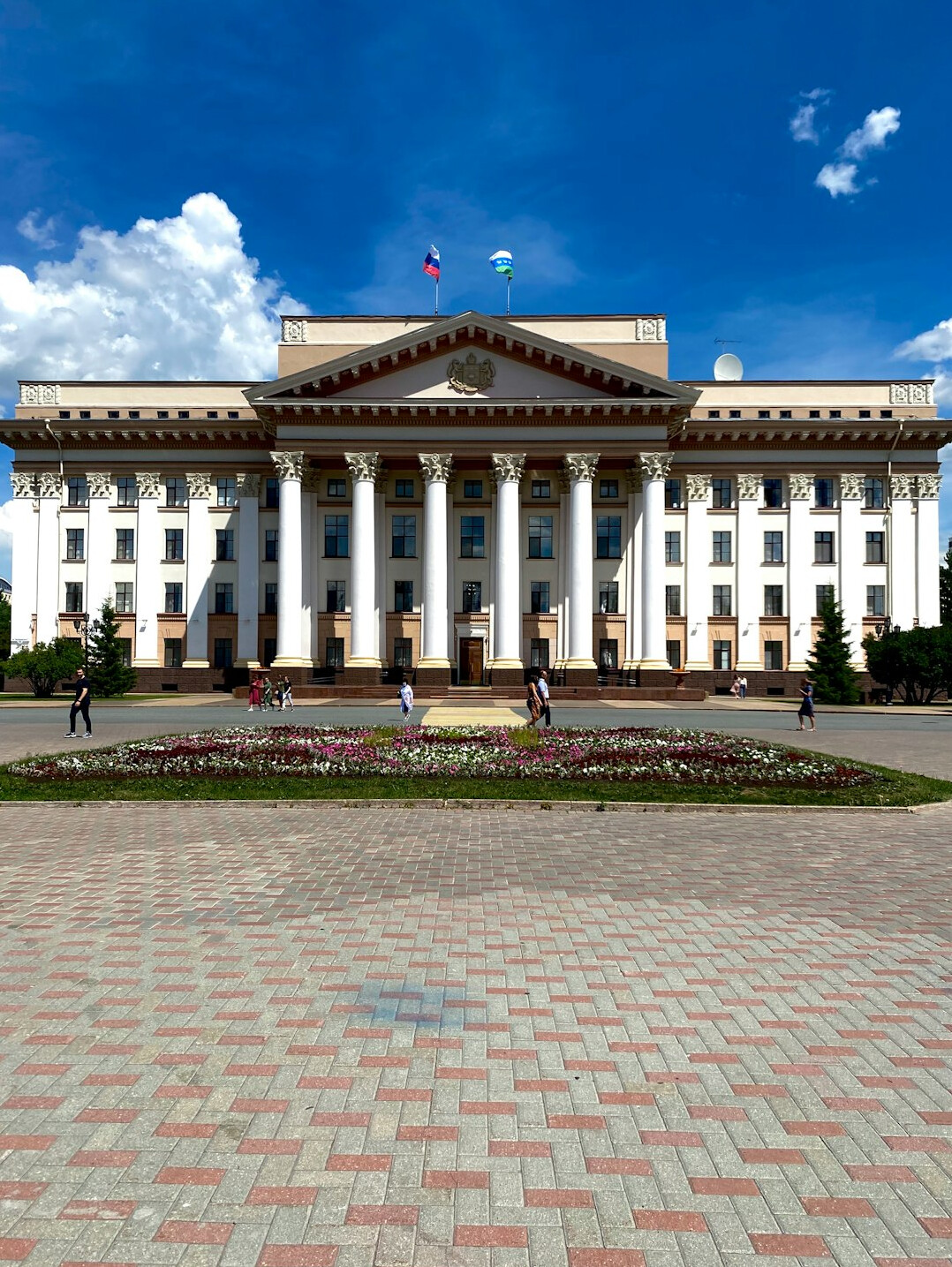 Grand government parliament building exterior with columns
